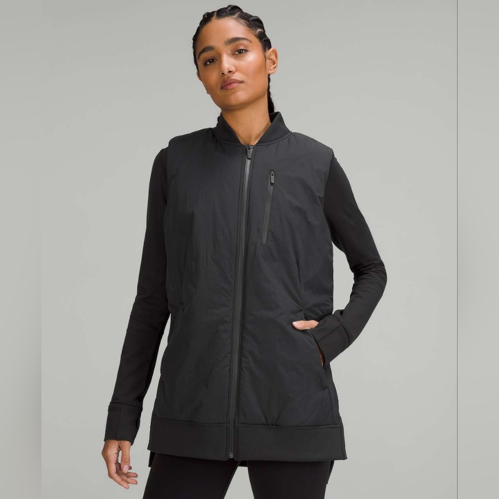 Lululemon Long Insulated Bomber Vest Black Reversible Like New